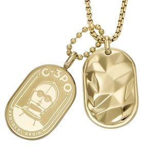 Star Wars C-3PO Gold-Tone Stainless Steel Dog Tag Necklace